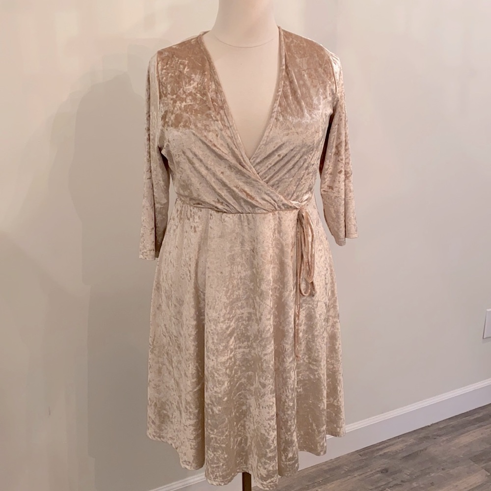 Torrid Cream Velvet Wrap Dress